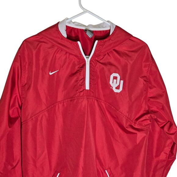 Nike Oklahoma Sooners Ncaa OU Hooded 1/4 Zip Windbreaker Womens Large - Picture 2 of 8